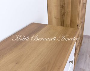 Country style sideboard in solid wood with white and national walnut finish